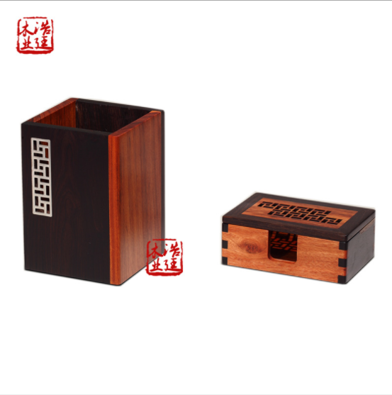 紅木工藝品筆筒鎮(zhèn)紙名片座5件套商務(wù)禮品